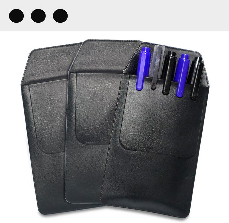 DJDIRY 6 Pcs Pocket Protector for Pen and Pencils Shirts Pocket Organizer Pouch, PVC Pocket Pen Holder, Durable, Multi-Purpose, for Nurse, Doctor, Lab Coat, Pan (Black) - Image 2